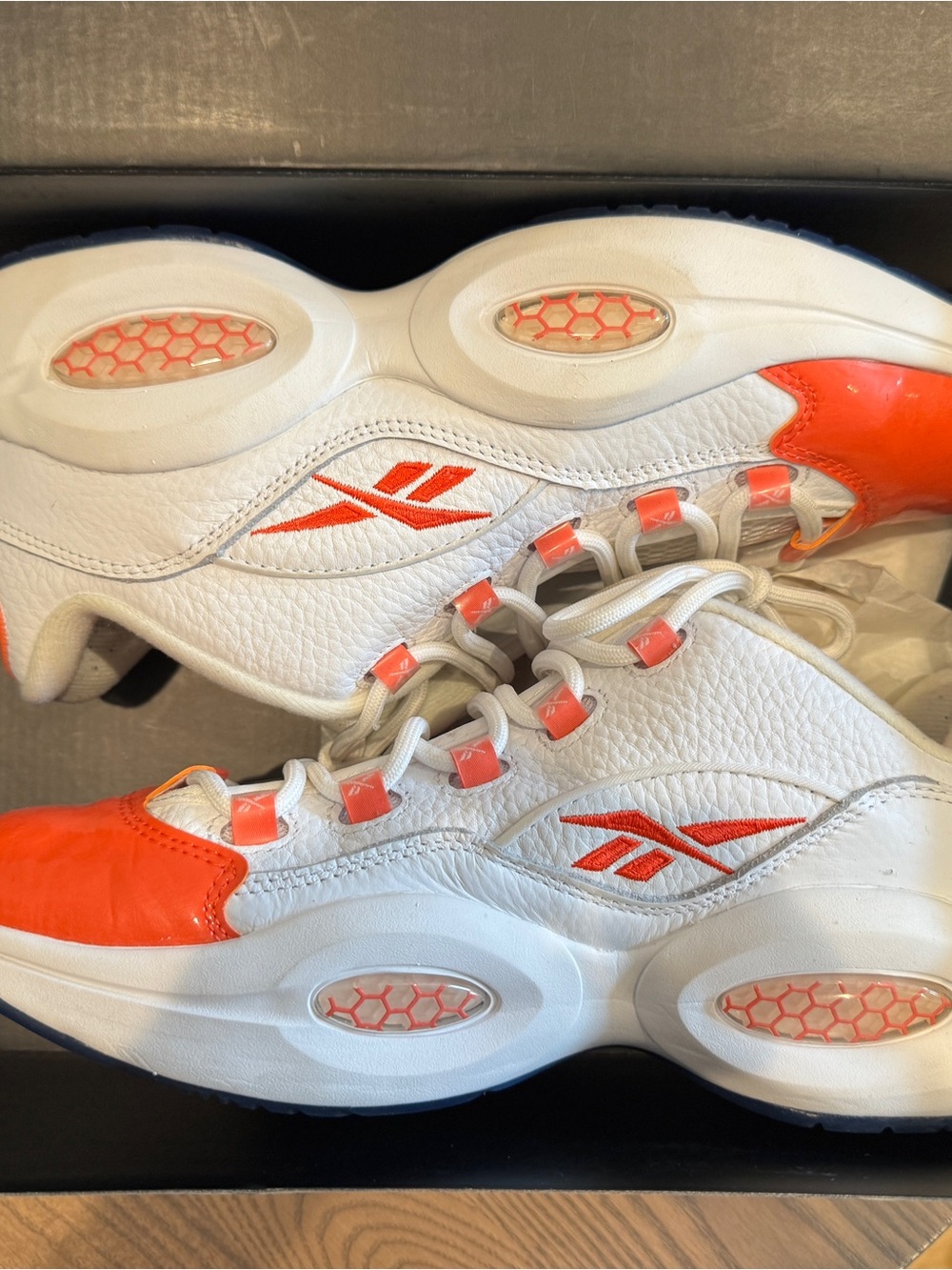 Reebok White and Orange Retro-Style Sneakers